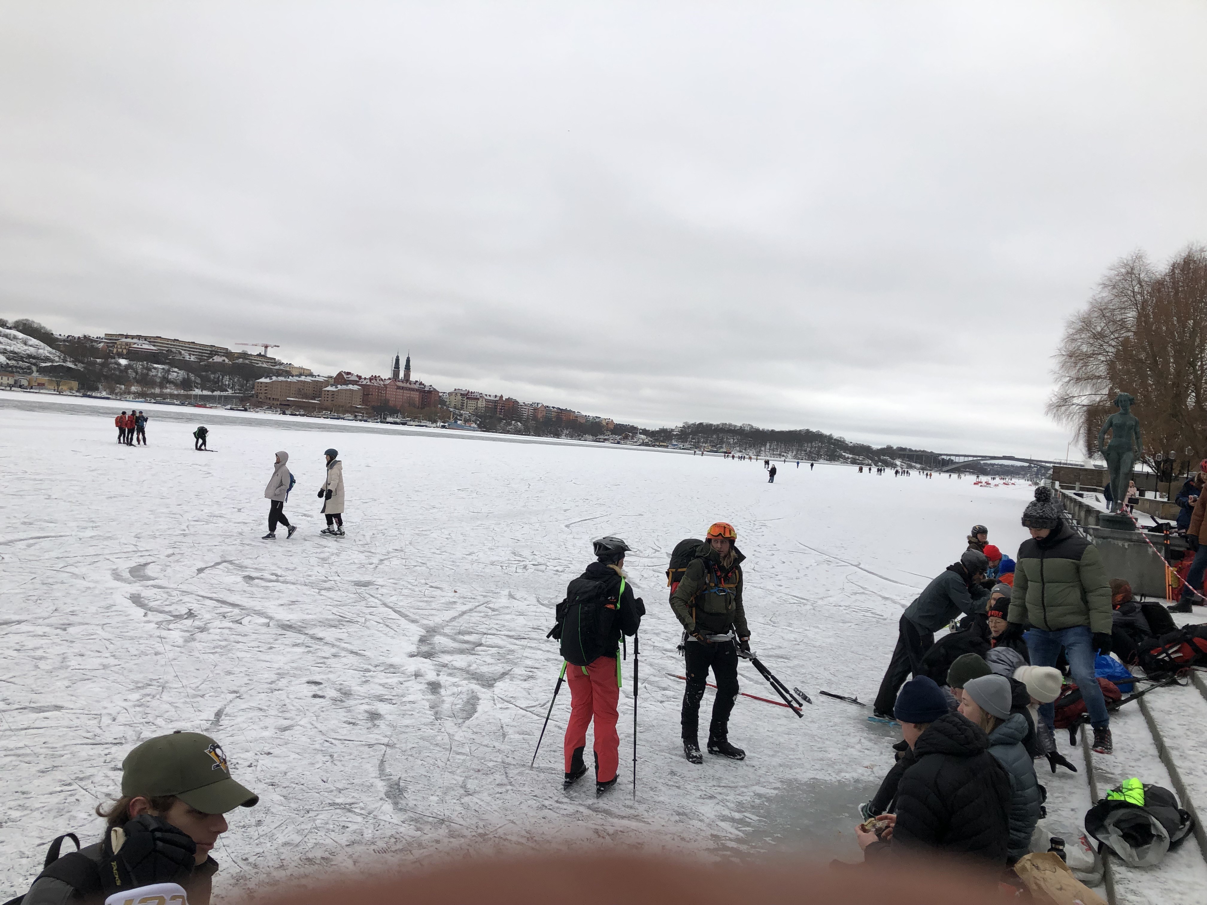 Chatting on the ice lake